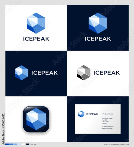 Icepeak Icon. Mountain peak in the form of a geometric figure of a pyramid. Corporate Style, identity. 