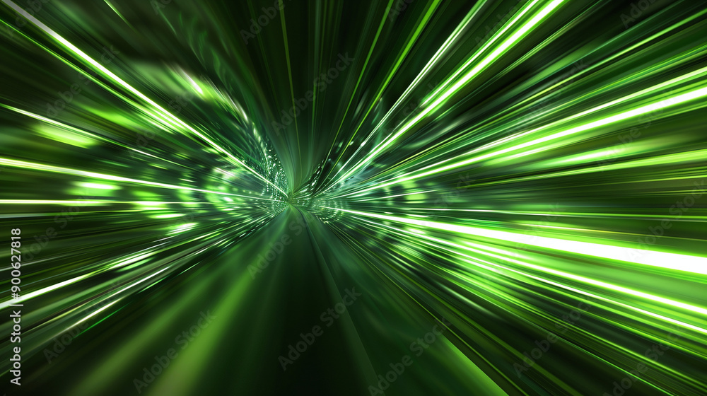 Futuristic Green Light Tunnel with Speeding Motion Effect Futuristic Green Light Tunnel with Speeding Motion Effect