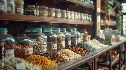 Wallpaper Mural A Shelf Filled with Glass Jars of Dried Herbs and Spices Torontodigital.ca