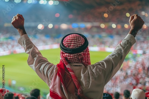 ai generative arabian man watching football at stadium