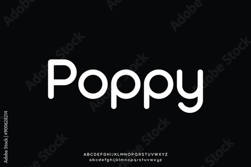 Elegant modern rounded poppy alphabet display font vector illustration