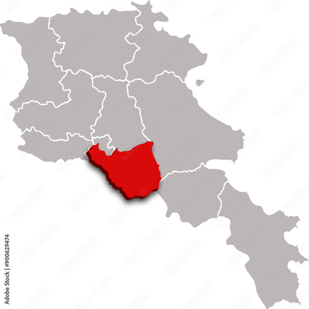 Naklejka premium ARARAT map REGION of ARMENIA 3d isometric map