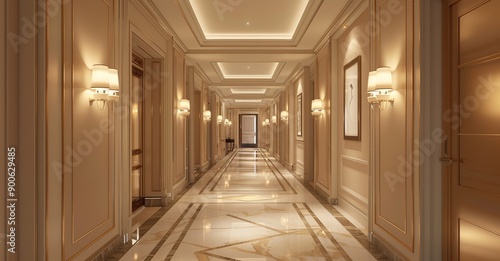 Elegant Hallway with Golden Accents © MINHOO