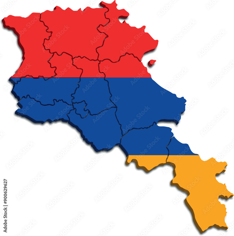 ARMENIA MAP WITH ITS REGIONS AND POLITICAL ADMINISTRATIVE DIVISIONS with flag ARMENIA MAP WITH ITS REGIONS AND POLITICAL ADMINISTRATIVE DIVISIONS with flag
