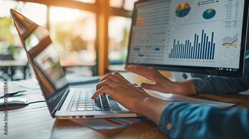 Wallpaper Mural Closeup hand using computer auditing financial statements compliance Torontodigital.ca