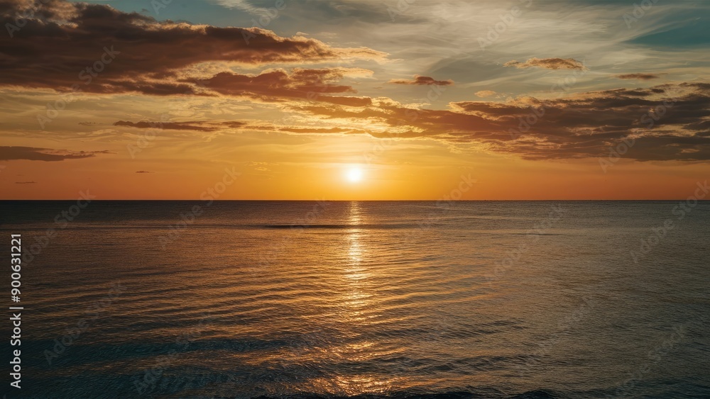 Obraz premium Oceanic Landscape with Distant Boats