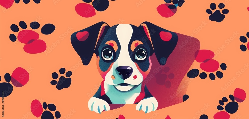 International Dog Day sale up to 40%, cartoon dog shape, paw prints pattern. dog day banner with a cute cartoon blue puppy inside a white bone International Dog Day sale up to 40%, cartoon dog shape, paw prints pattern. dog day banner with a cute cartoon blue puppy inside a white bone