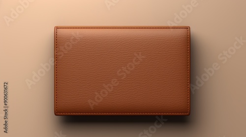 Brown Leather Wallet on Tan Background