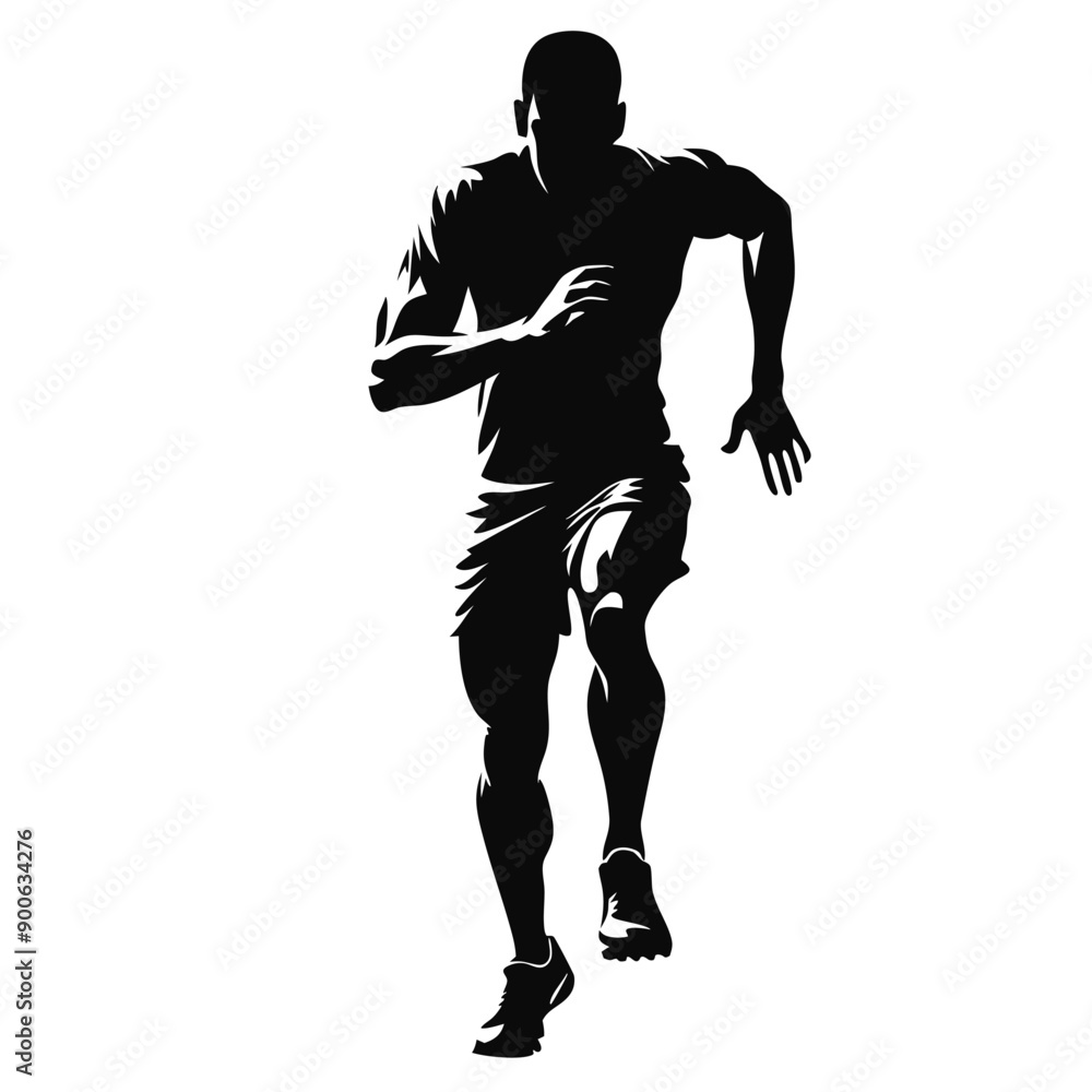 Fototapeta premium young athlete running vector silhouette, isolated white background 