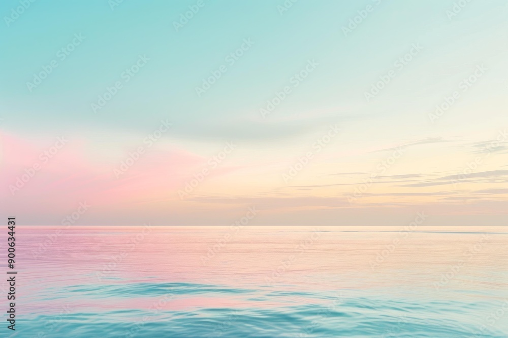 Fototapeta premium Calm seascape with soft pastel colors of sunrise over the ocean horizon