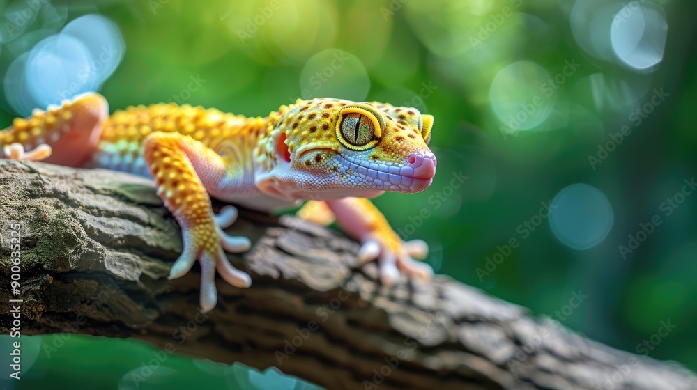 Leopard Gecko Perched on a Branch Leopard Gecko Perched on a Branch