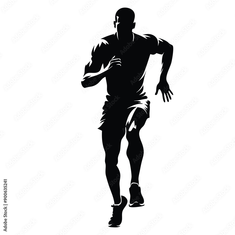 Fototapeta premium young athlete running vector silhouette, isolated white background 