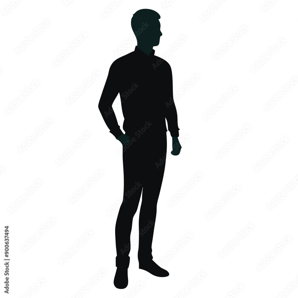 young man stand with jeans and sweater vector silhouette isolated white background young man stand with jeans and sweater vector silhouette isolated white background