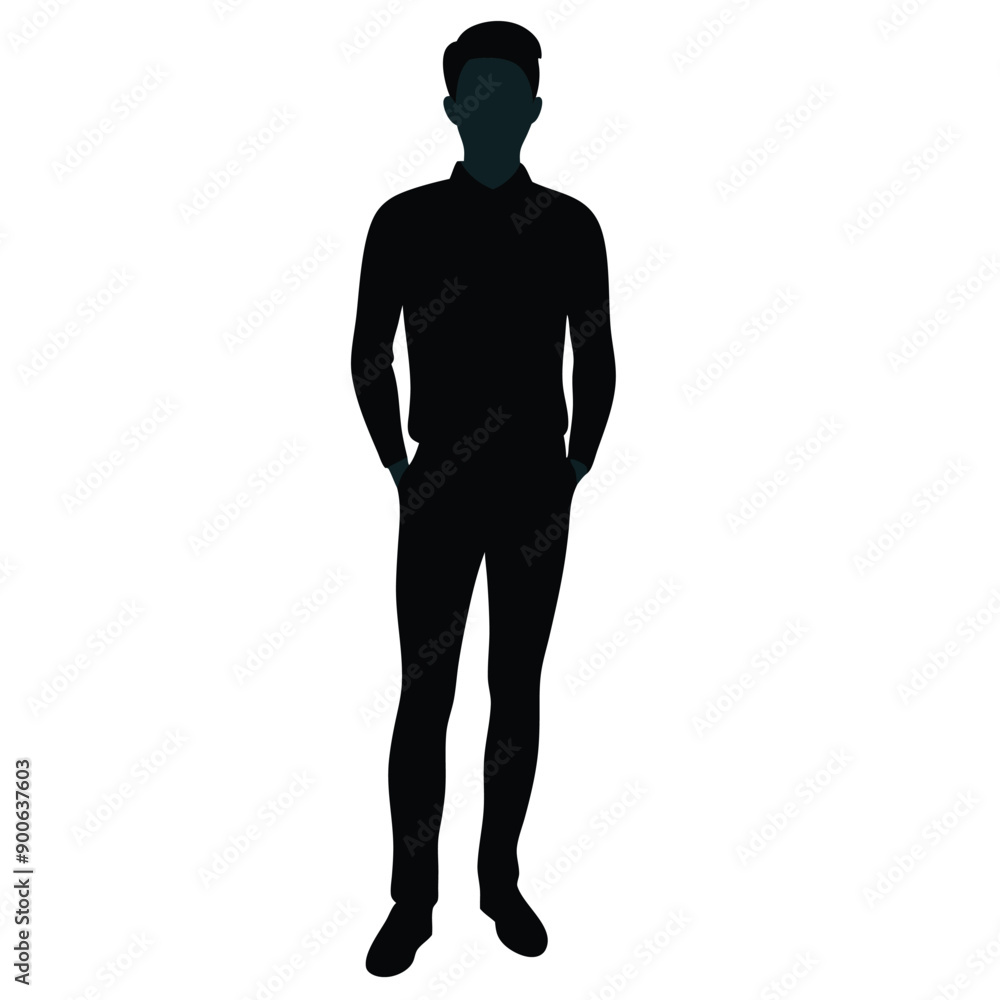young man stand with jeans and sweater vector silhouette isolated white background young man stand with jeans and sweater vector silhouette isolated white background