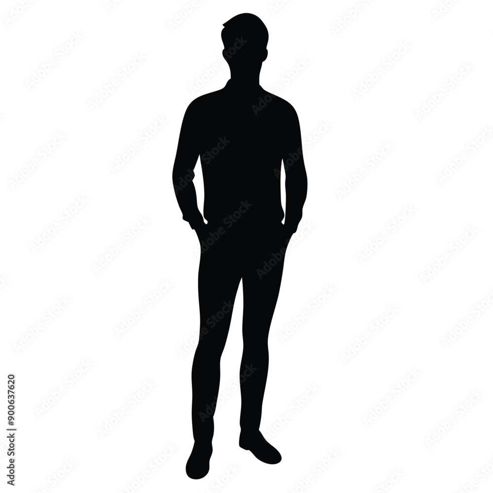 young man stand with jeans and sweater vector silhouette isolated white background young man stand with jeans and sweater vector silhouette isolated white background