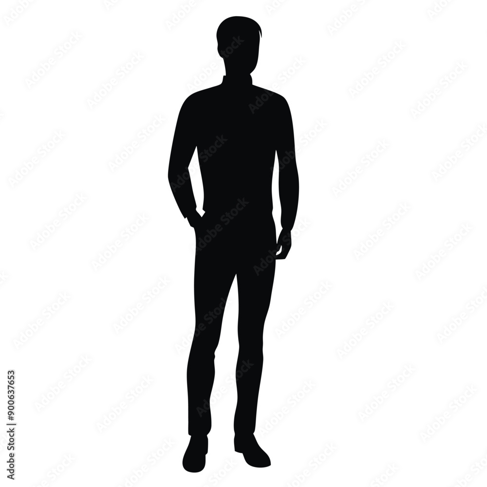 young man stand with jeans and sweater vector silhouette isolated white background young man stand with jeans and sweater vector silhouette isolated white background