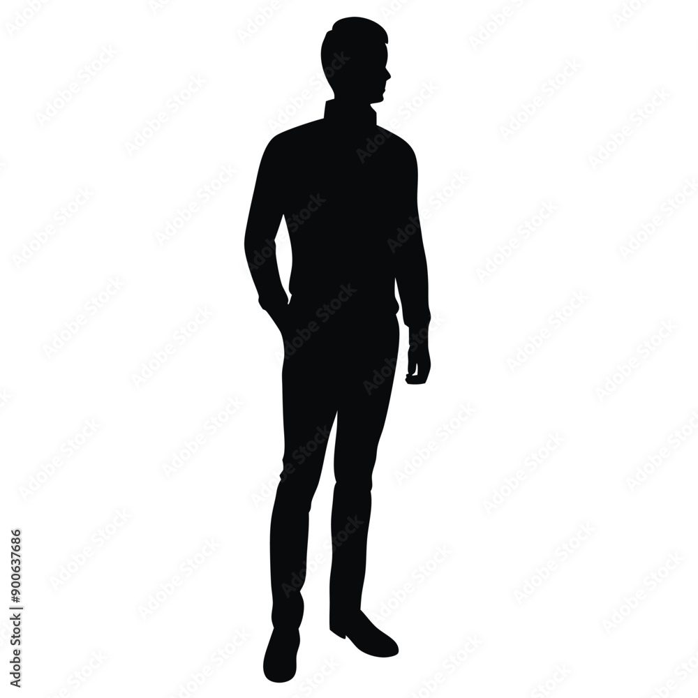 young man stand with jeans and sweater vector silhouette isolated white background young man stand with jeans and sweater vector silhouette isolated white background