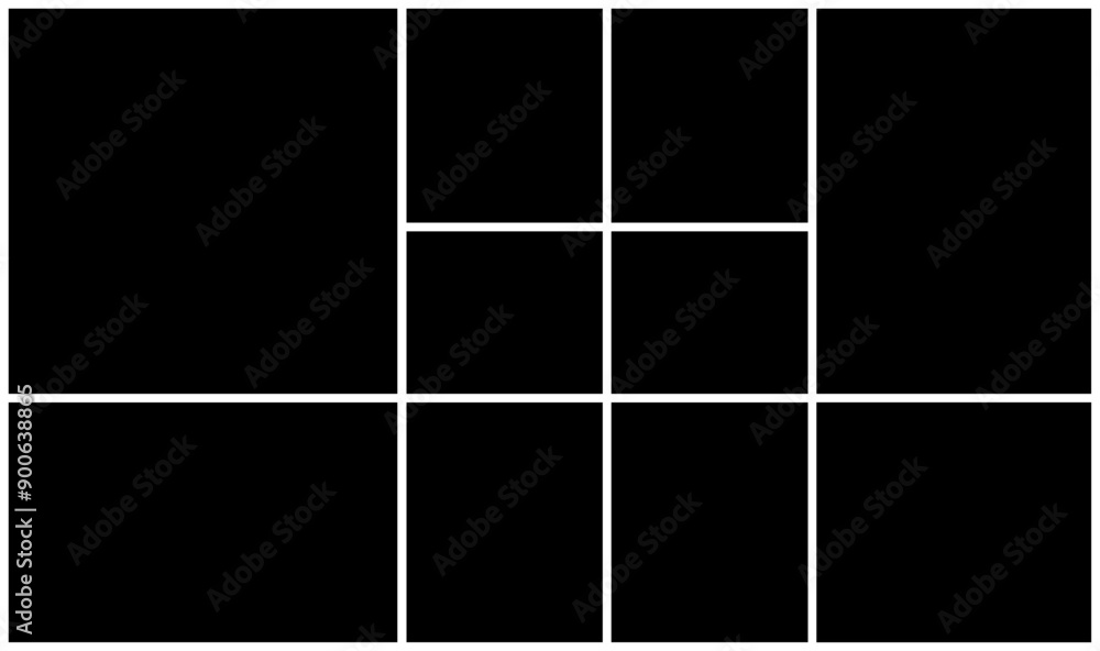 Photo collage empty album layout. 10 picture rectangle album background design Photo collage empty album layout. 10 picture rectangle album background design