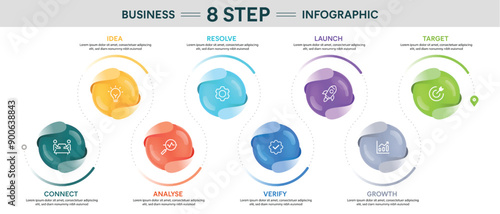 8 Step 3D Sphere Business Infographic. Vector Illustration For Business Financial Report.