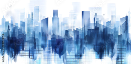 "Digital Cityscape Background with Blue and White Colors" © FU