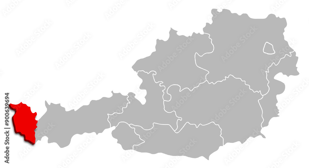 VORARLBERG map
FEDERATE STATE of AUSTRIA 3d isometric map VORARLBERG map
FEDERATE STATE of AUSTRIA 3d isometric map