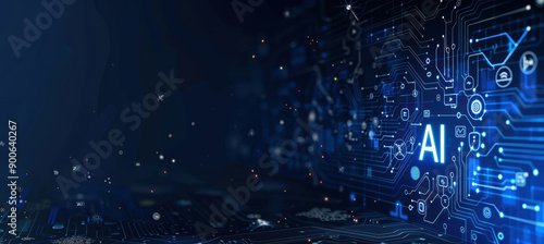 Blue and Gray AI Circuit Background