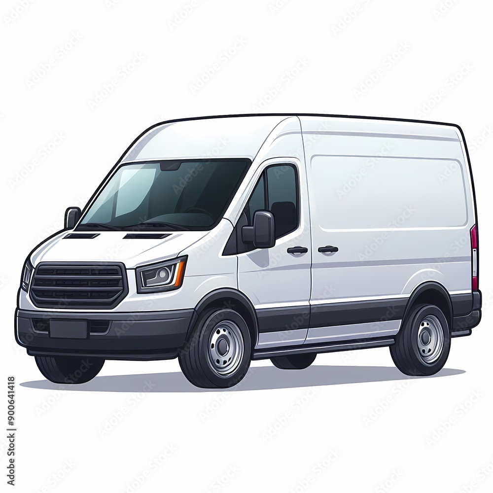 Modern Cargo Van flat vector illustration isolated on a white background Modern Cargo Van flat vector illustration isolated on a white background