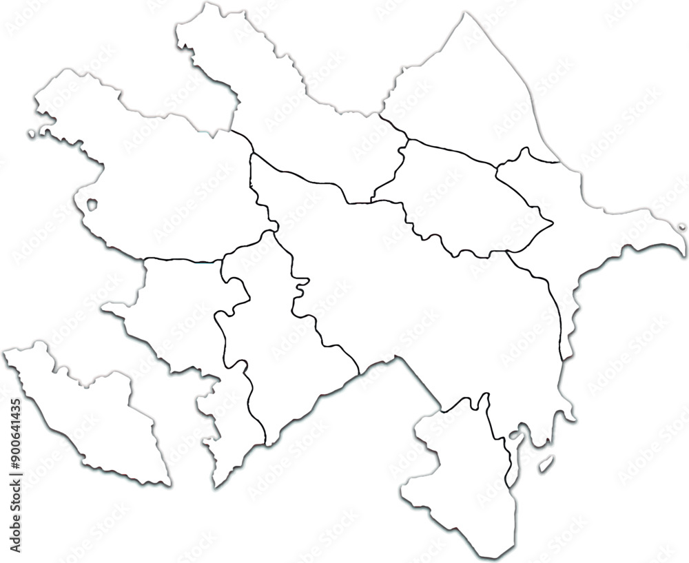 Obraz premium AZERBAIJAN MAP WITH ITS REGIONS AND POLITICAL ADMINISTRATIVE DIVISIONS