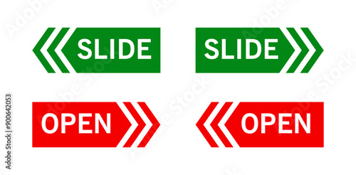 slide open label. isolated vector icon slide.