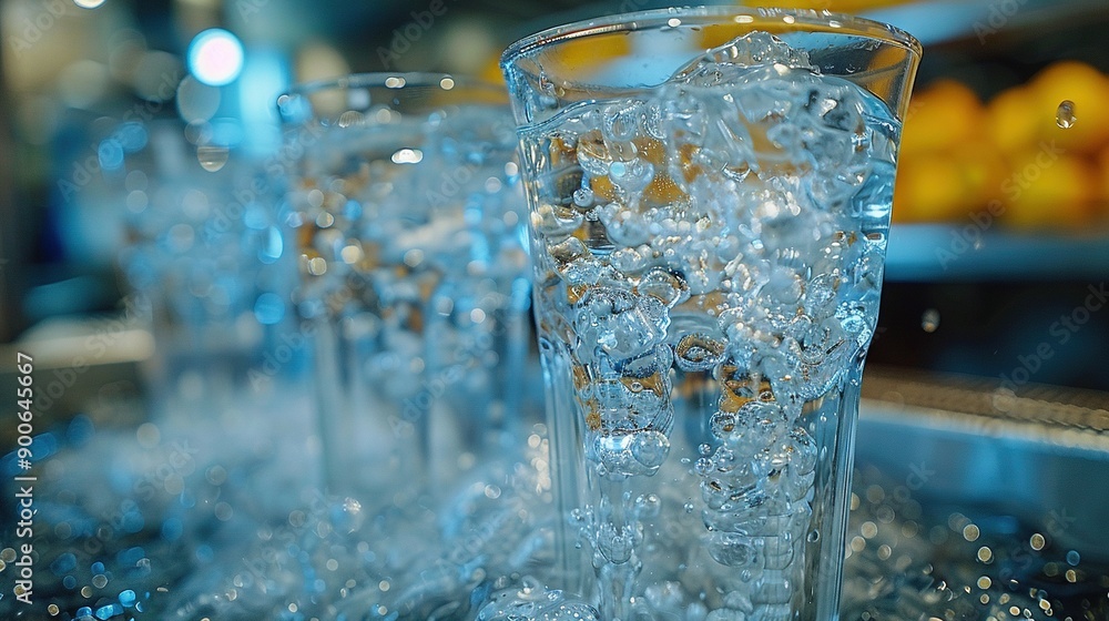 A glass of water sits atop a counter alongside another glass filled with water A glass of water sits atop a counter alongside another glass filled with water