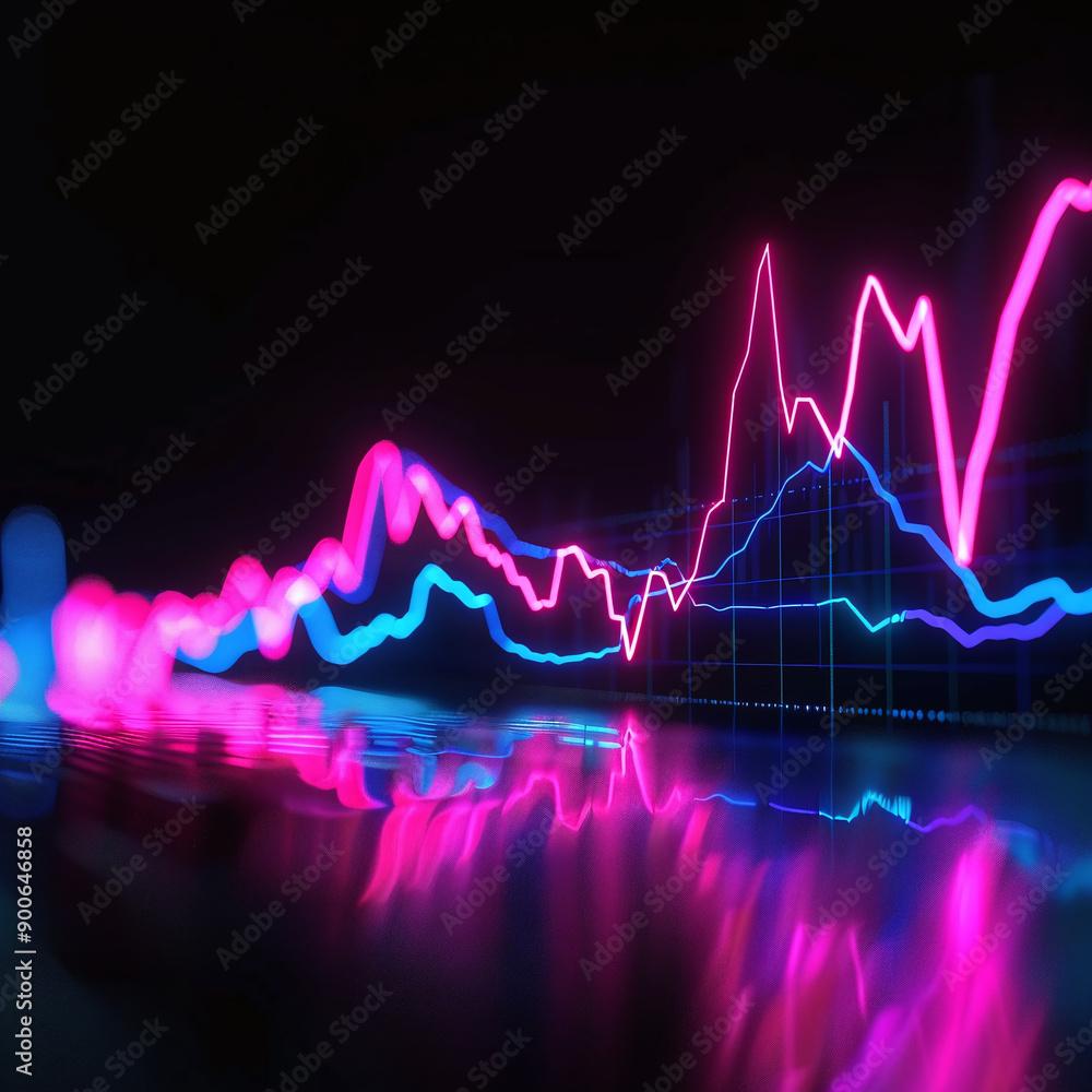 Neon Financial Graph Showing Market Growth and Trends Neon Financial Graph Showing Market Growth and Trends