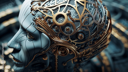 Hyperrealistic Illustration of a Human Brain with Futuristic Elements, Highlighting Innovative Neural Connectivity, Generative AI