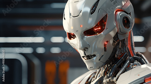 3D Hyperrealistic Robot with Advanced Futuristic Technology, Showcasing Innovative Cybernetic Features and Detailed Mechanisms, Generative AI