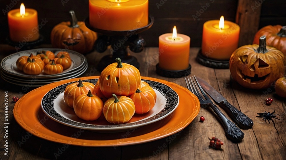 Halloween Jack-o'-Lantern on Festive Table
Halloween Jack-o'-Lantern on Festive Table