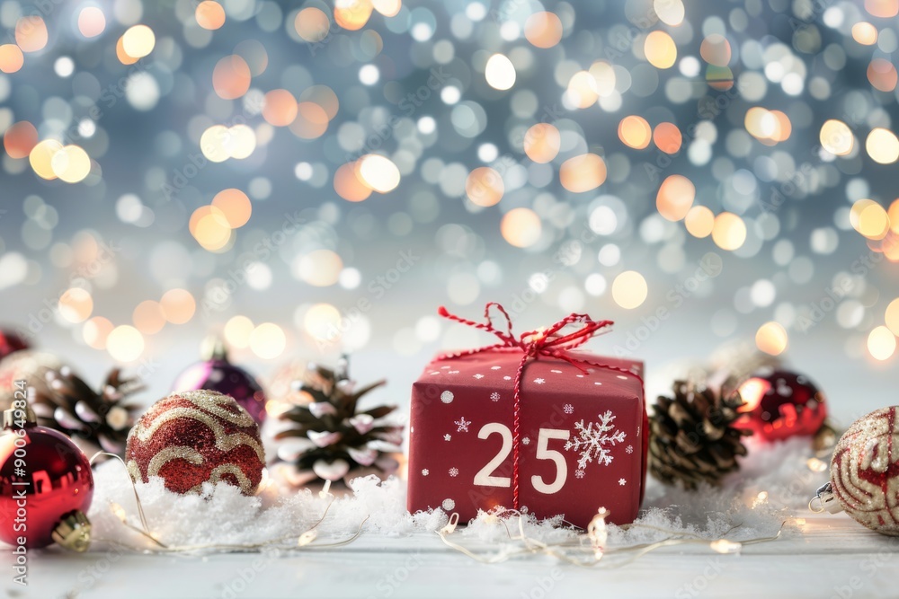 Christmas Gift Box With Number 25 Christmas Gift Box With Number 25
