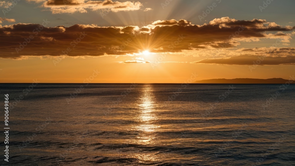 Obraz premium Warm Sunset Glow on Waves