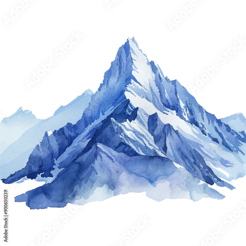 snowy mountain vector illustration in watercolor style