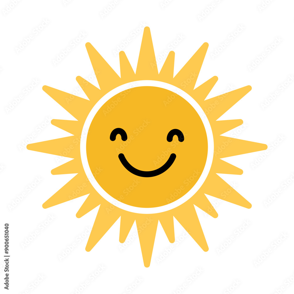 Happy sun icon. Cartoon cute sun character. Smiling summer sunshine. Happy sun icon. Cartoon cute sun character. Smiling summer sunshine.