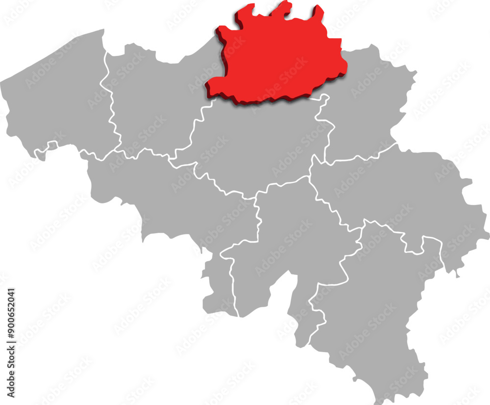 Antwerp map PROVINCE of BELGIUM 3d isometric map Antwerp map PROVINCE of BELGIUM 3d isometric map