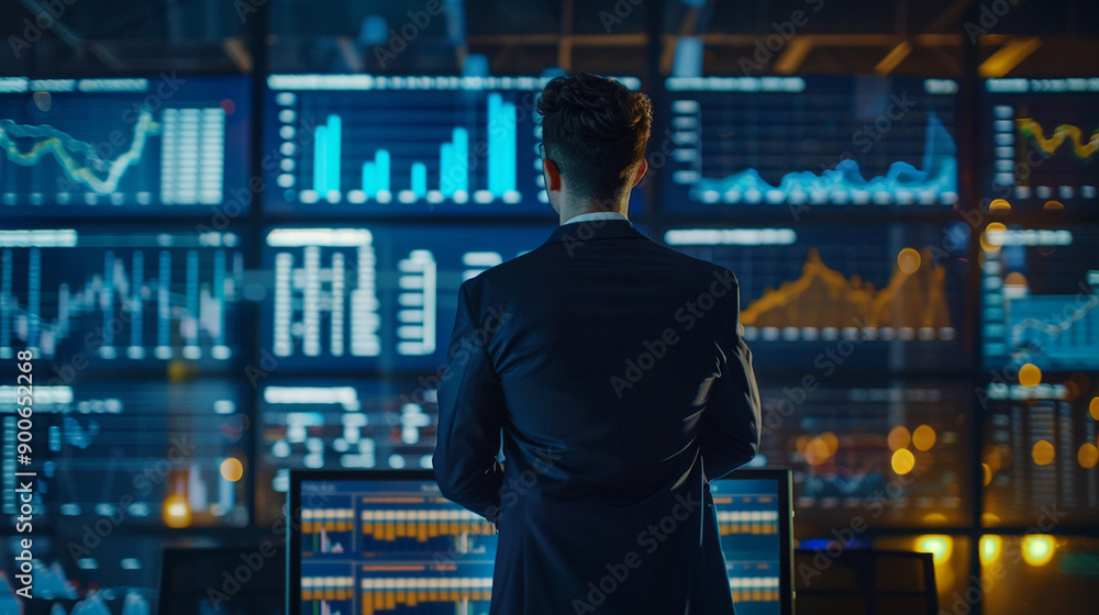 Businessman presenting data-driven financial strategies during a board meeting with investment charts economic indicators Businessman presenting data-driven financial strategies during a board meeting with investment charts economic indicators