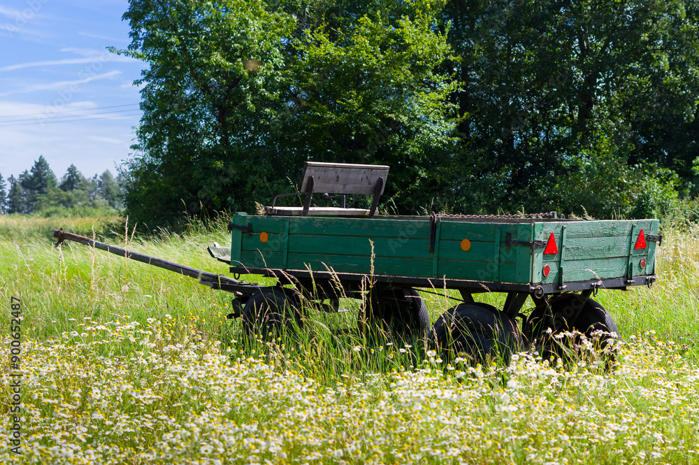 A truck intended for horse-drawn carriage. A wagon intended for the transport of various loads.