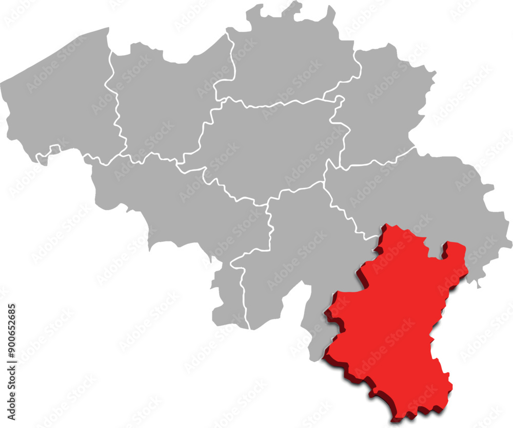 LUXEMBOURG map PROVINCE of BELGIUM 3d isometric map LUXEMBOURG map PROVINCE of BELGIUM 3d isometric map