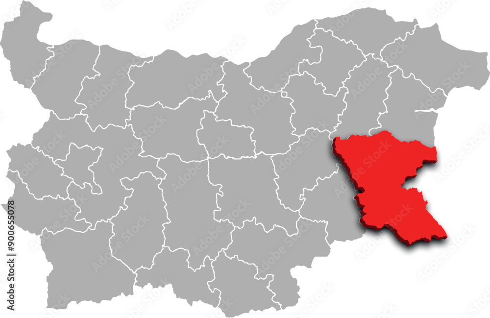 BURGAS map REGION of BULGARIA 3d isometric map BURGAS map REGION of BULGARIA 3d isometric map
