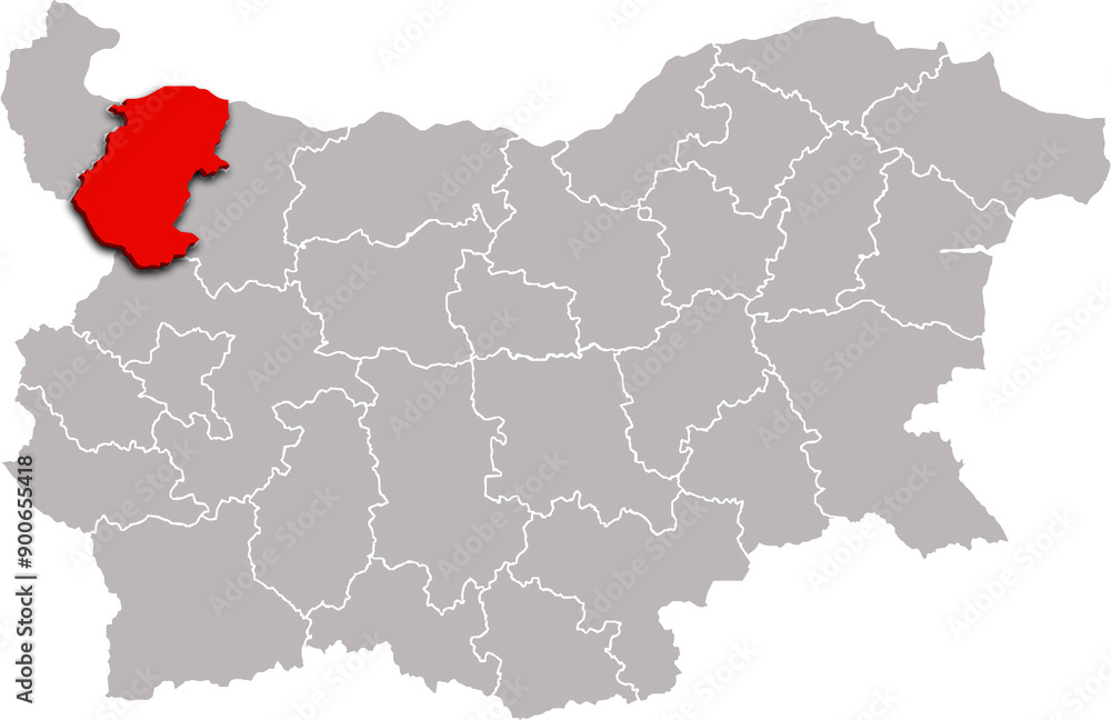 MONTANA map REGION of BULGARIA 3d isometric map MONTANA map REGION of BULGARIA 3d isometric map