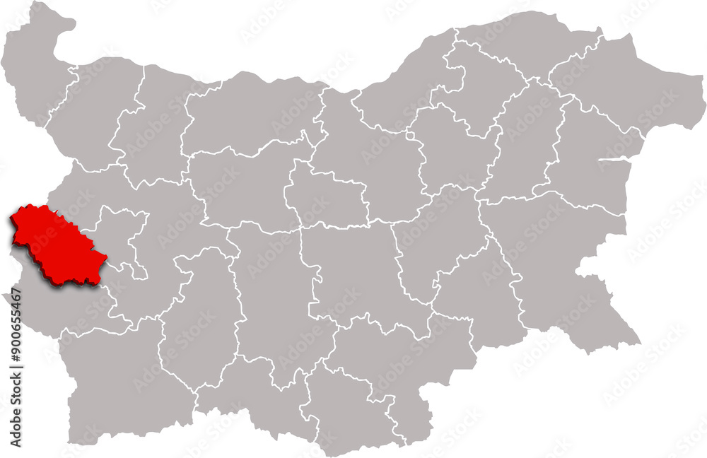 Fototapeta premium PERNIK map REGION of BULGARIA 3d isometric map