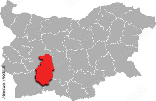 PAZARDZHIK map REGION of BULGARIA 3d isometric map