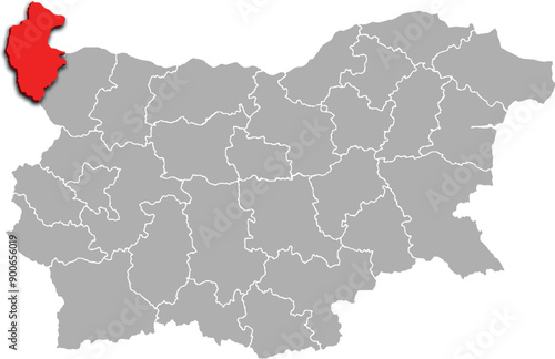 VIDIN map REGION of BULGARIA 3d isometric map