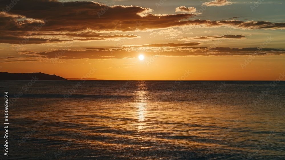 Fototapeta premium Warm Sunset Glow on Sea