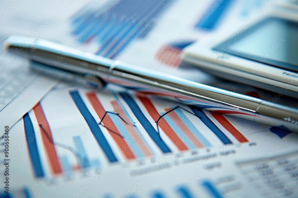 Close-up of a Silver Pen Laying on a Graph Paper with Data and a Calculator Close-up of a Silver Pen Laying on a Graph Paper with Data and a Calculator