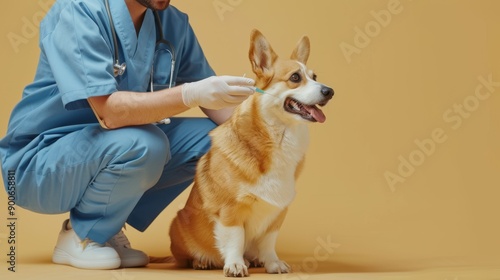 The veterinarian giving injection photo